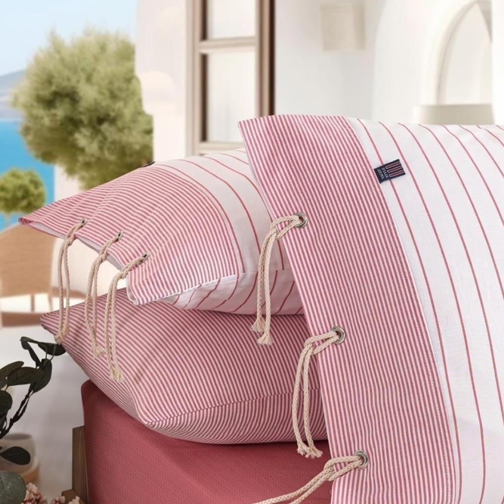 İyi Geceler İstanbul Cruse İpliği Boyalı Çift Kişilik Kırmızı Renkli Nevresim Takımı - Güzel Home - Çift Kişilik Nevresim Takımı