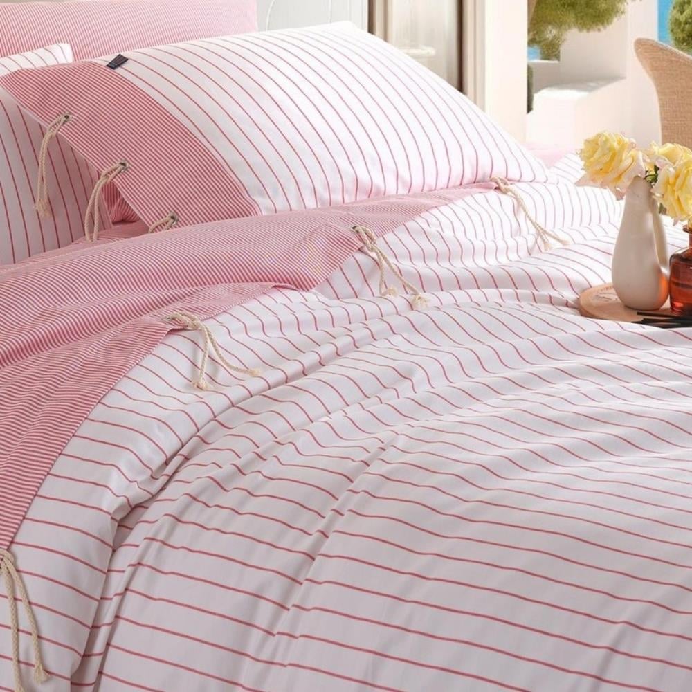 İyi Geceler İstanbul Cruse İpliği Boyalı Çift Kişilik Kırmızı Renkli Nevresim Takımı - Güzel Home - Çift Kişilik Nevresim Takımı