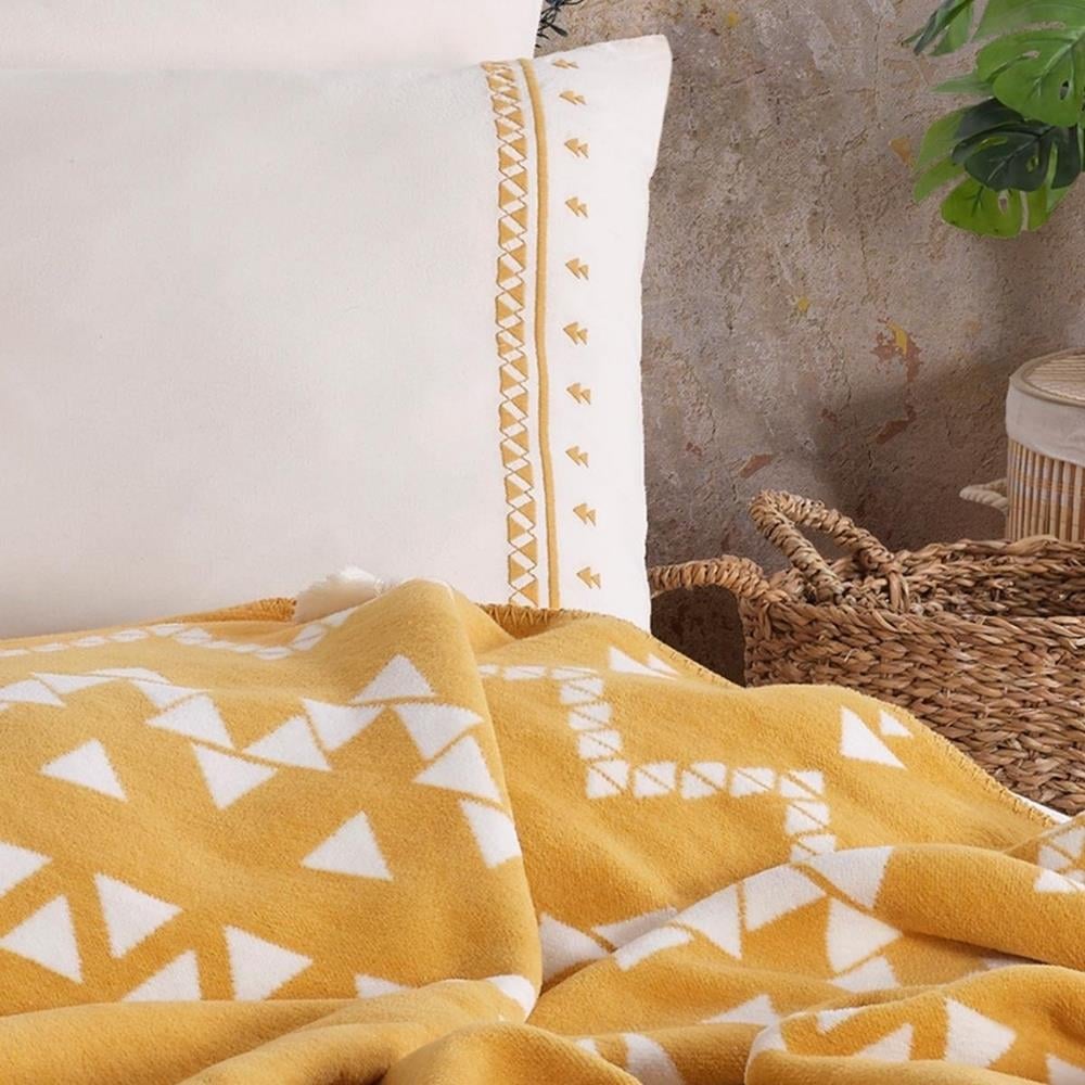 İyi Geceler İstanbul Keops Çift Kişilik Hardal Renkli  Battaniyeli Nevresim Takımı - Güzel Home - Çift Kişilik Nevresim Takımı