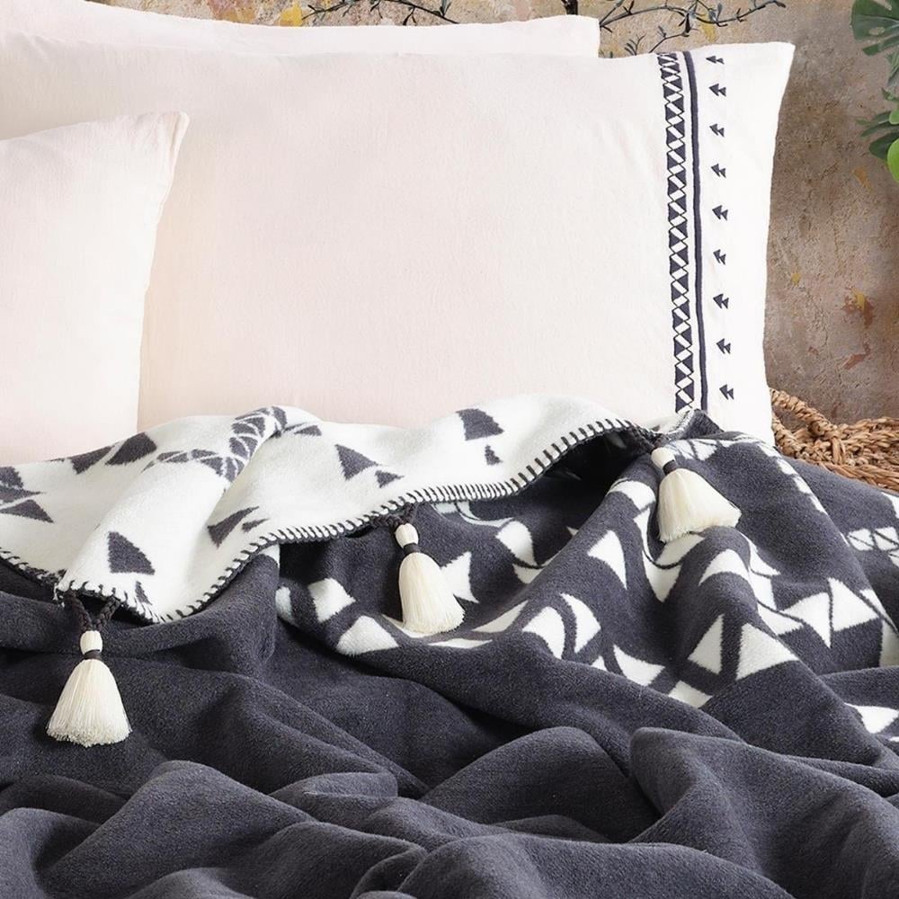 İyi Geceler İstanbul Keops Çift Kişilik Antrasit Renkli Battaniyeli Nevresim Takımı - Güzel Home - Çift Kişilik Nevresim Takımı