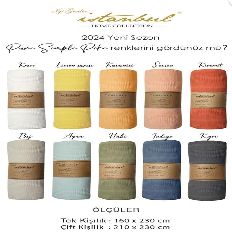 İyi Geceler İstanbul Pure Simple Kavuniçi Renk Tek Kişilik Pike - Güzel Home - Tek Kişilik Pike