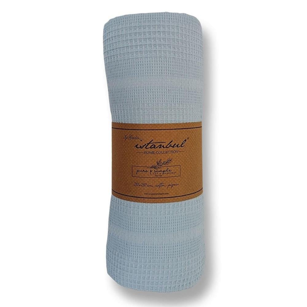 İyi Geceler İstanbul Pure Simple Mavi Renk Çift Kişilik Pike - Güzel Home - Çift Kişilik Pike