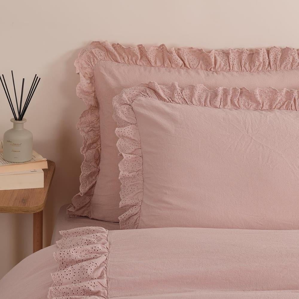 İyi Geceler İstanbul Romantica Brodeli Çift Kişilik Rose Renkli Nevresim Takımı - Güzel Home - Çift Kişilik Nevresim Takımı