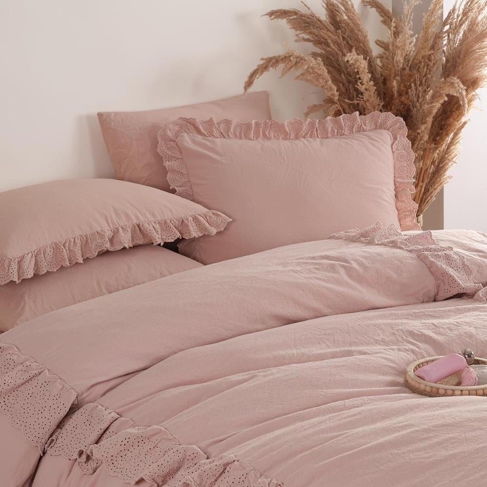 İyi Geceler İstanbul Romantica Brodeli Çift Kişilik Rose Renkli Nevresim Takımı - Güzel Home - Çift Kişilik Nevresim Takımı