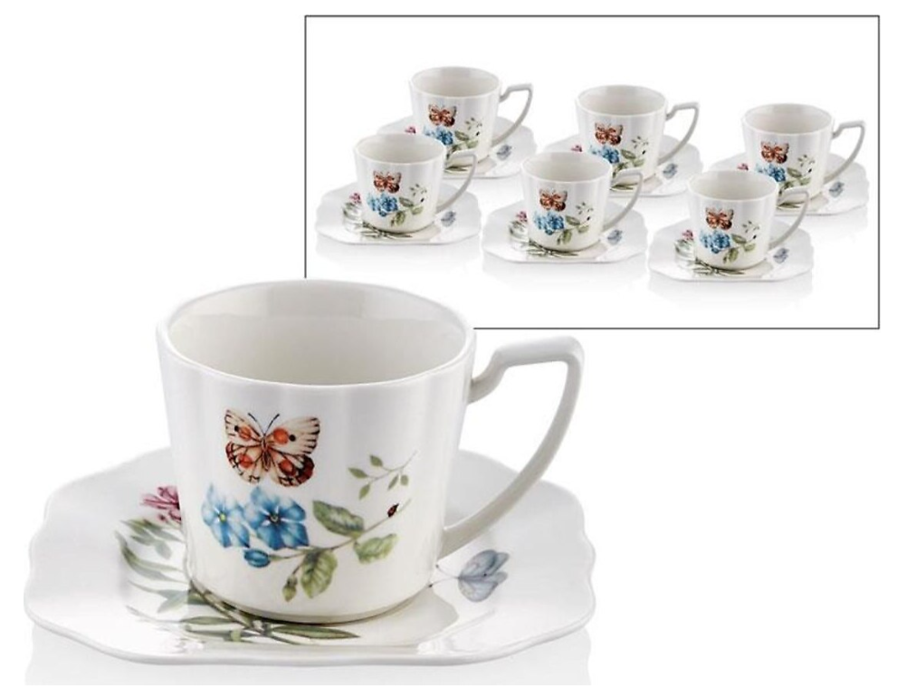 Joy Carmen Butterfly 6'lı Çay Fincan Takımı - Güzel Home - Çay ve Kahve Takımları
