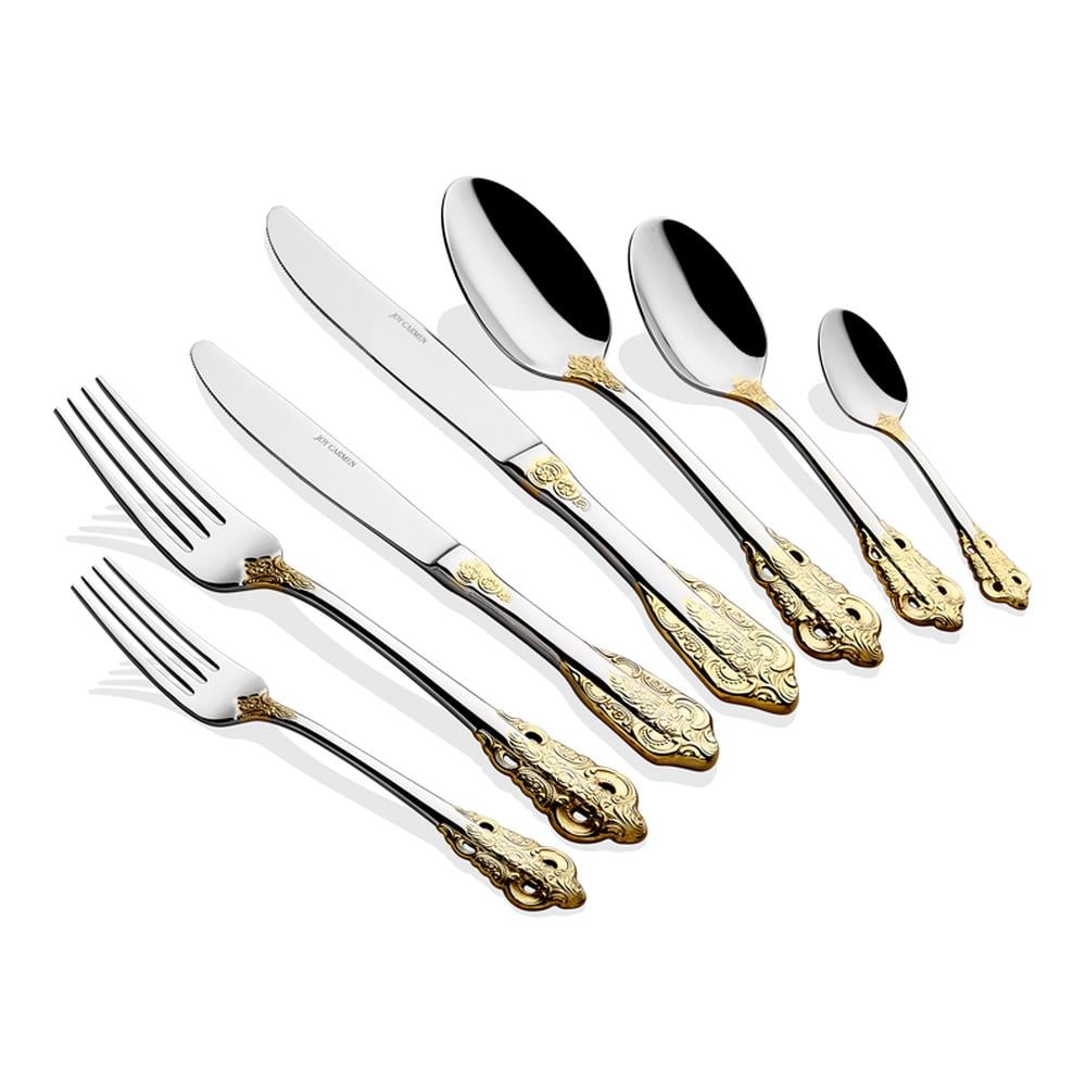 Joy Carmen Dream Cutlery Altın 89 Parça Çatal Kaşık Bıçak Takımı - Güzel Home - Çatal, Kaşık, Bıçak Takımları