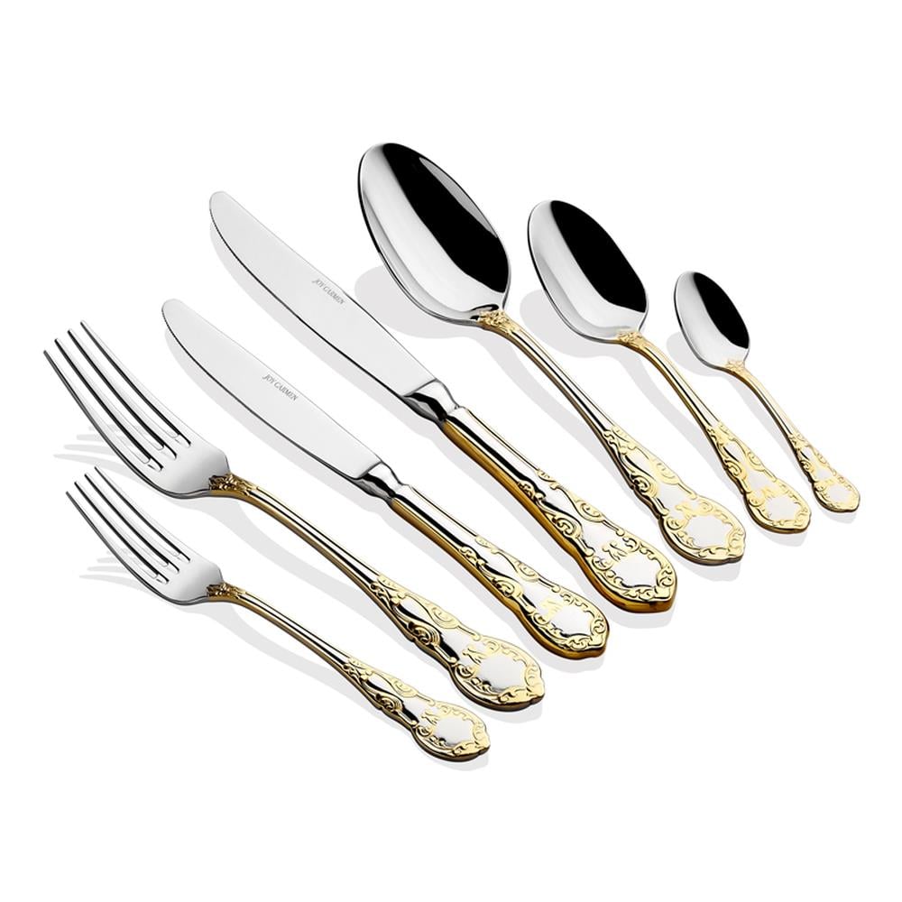 Joy Carmen Excellence Cutlery Altın 89 Parça Çatal Kaşık Bıçak Takımı - Güzel Home - Çatal, Kaşık, Bıçak Takımları