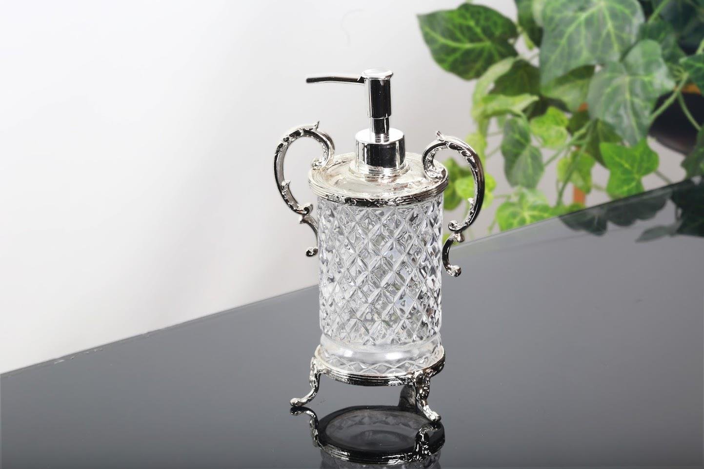 Koşar Gümüş 4 Parça Kulplu Banyo Seti - Güzel Home - Banyo Aksesuarları