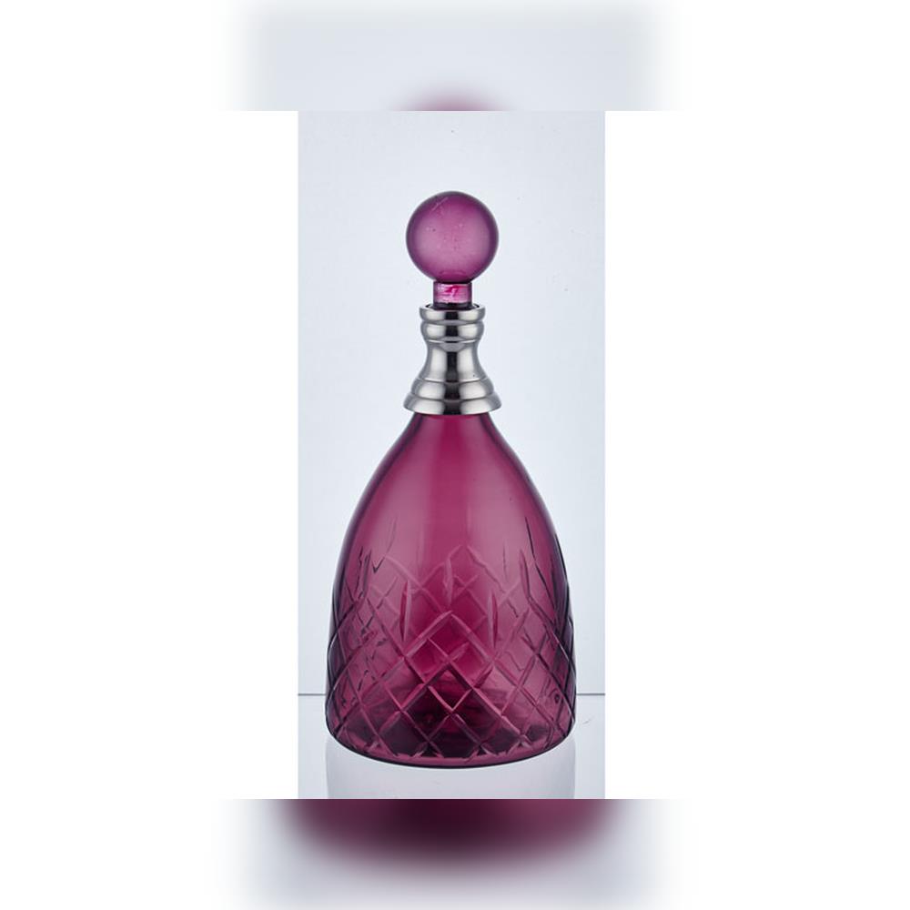 Lamedore Fanus Aubergine 13x26 Cm Renkli Şişe - Güzel Home - Dekoratif Ürünler