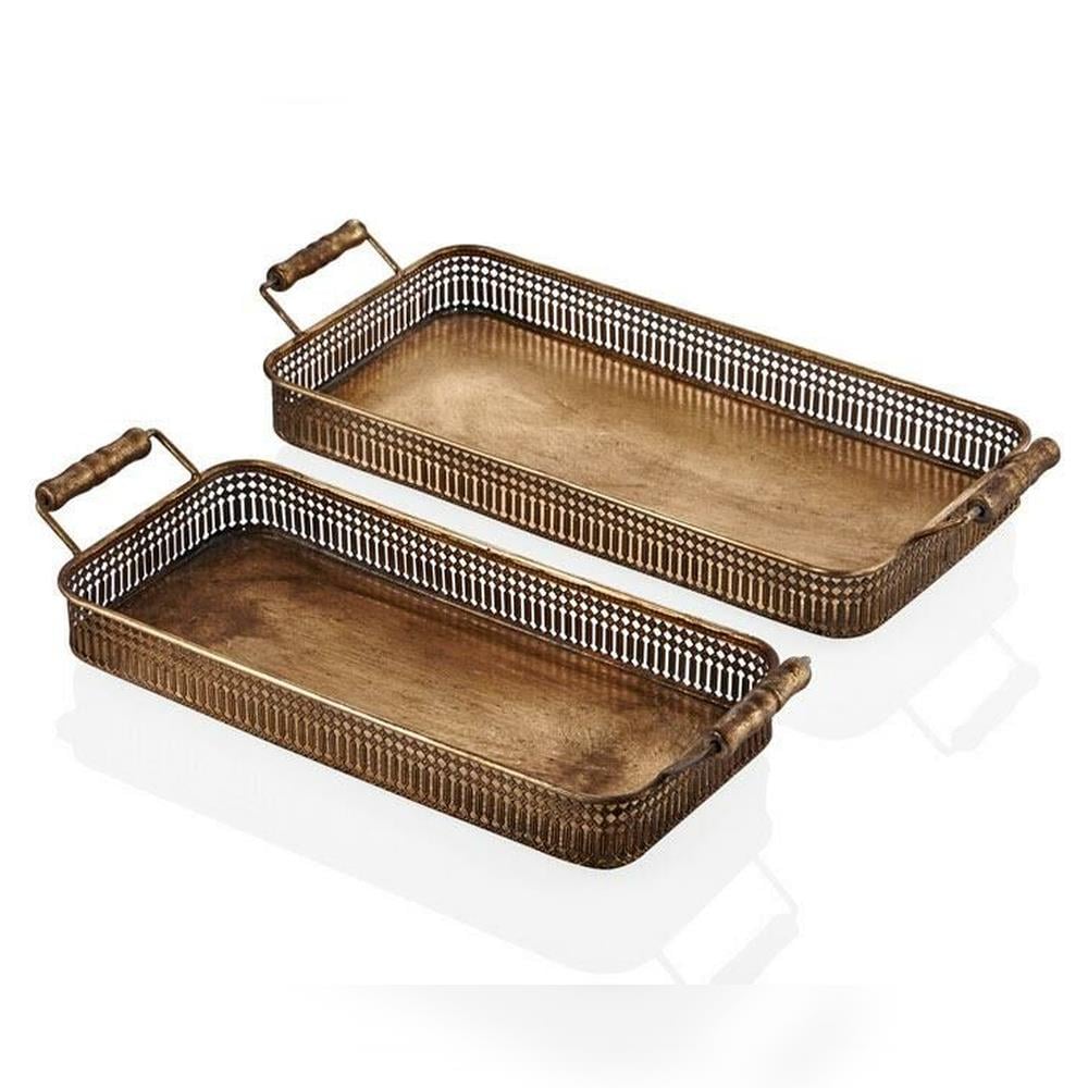 Lamedore Rect Gold 2'li Tepsi Seti - Güzel Home - Sunumluklar