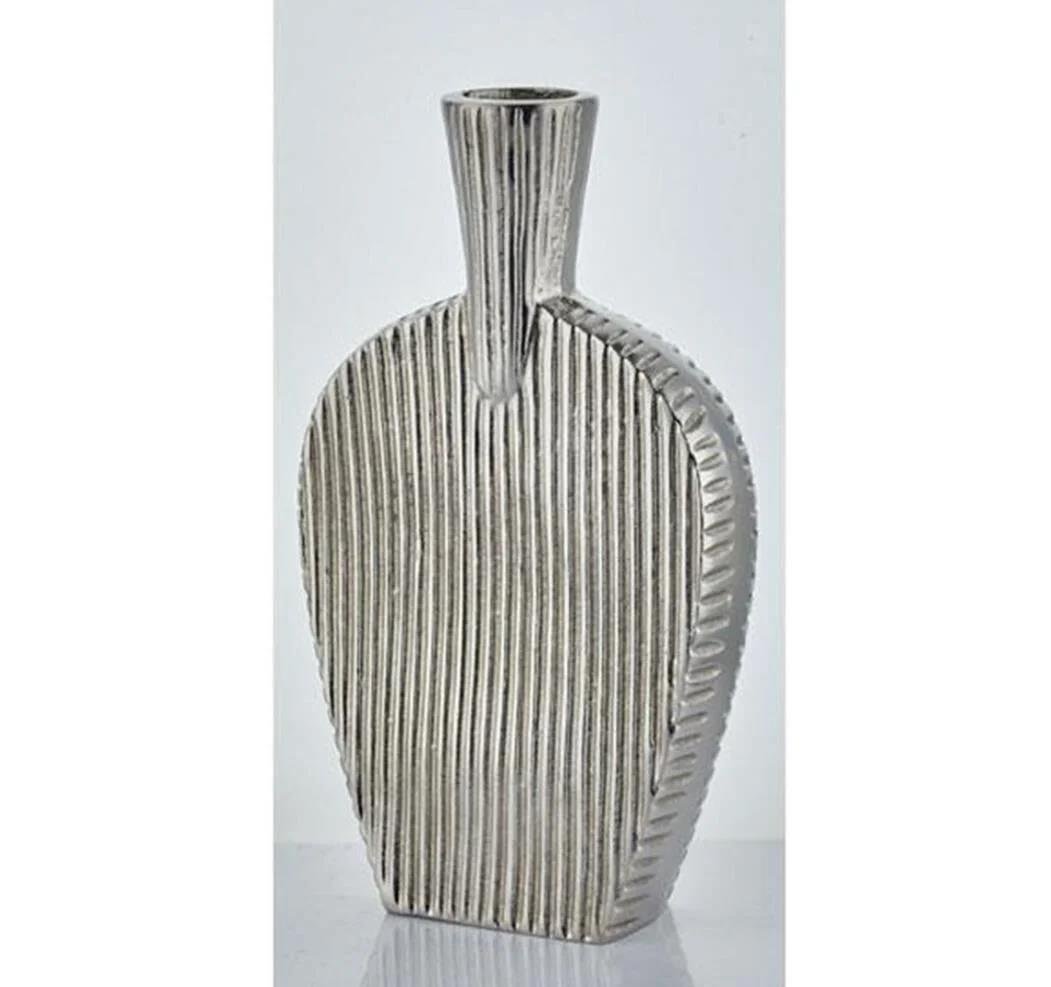 Lamedore Stripped 8x23x40 Cm Büyük Gümüş Vazo - Güzel Home - Vazo, Jardinyer ve Küp