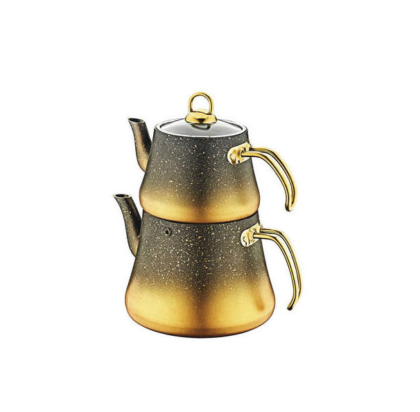 Oms Collection Gold Granit M Boy 4 Parça Çaydanlık - Güzel Home - Granit Çaydanlık