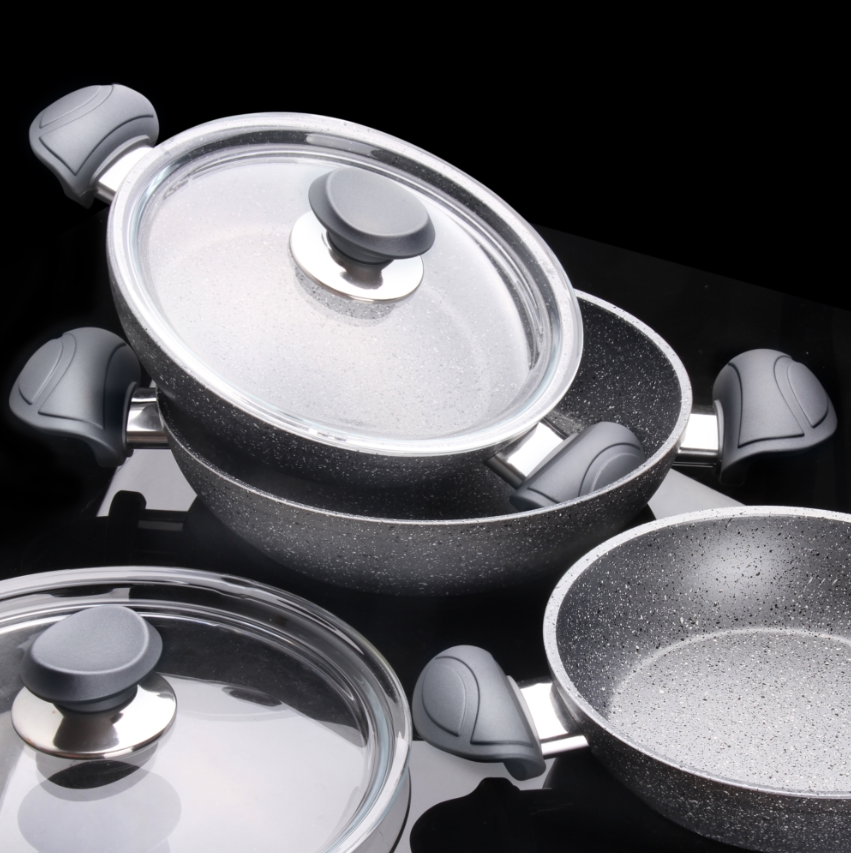 Oms Collection Gri Granit 6 Parça Sahan Seti - Güzel Home - Granit Sahan Seti