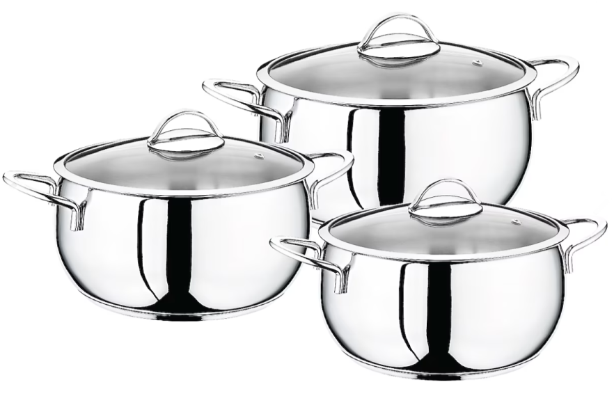 Oms Collection Yarı Küre Silver 6 Parça Tencere Seti - Güzel Home - Tencere Seti