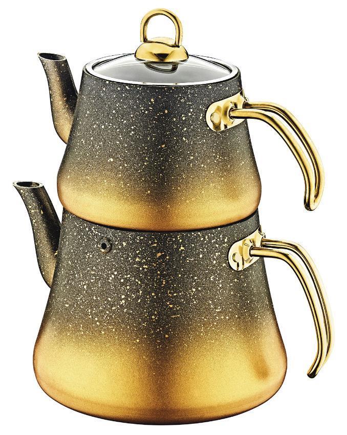 Oms Gold Granit M Boy 4 Parça Çaydanlık - Güzel Home - Granit Çaydanlık