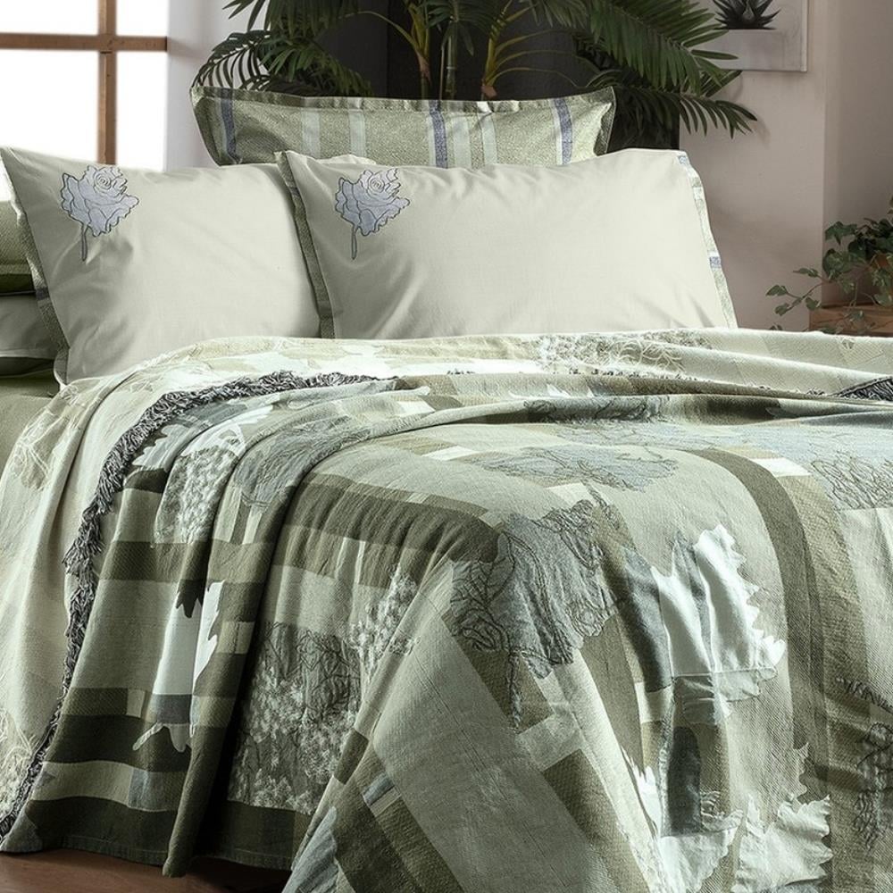 Sarev Carnala Çift Kişilik Yeşil Pike Takımı - Güzel Home - Çift Kişilik Pike Takımı