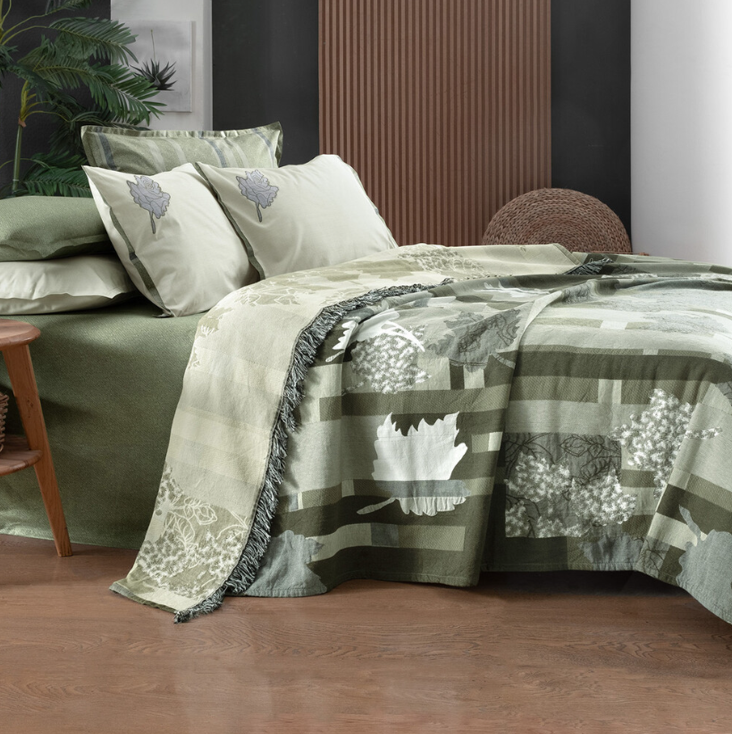 Sarev Carnala Çift Kişilik Yeşil Pike Takımı - Güzel Home - Çift Kişilik Pike Takımı