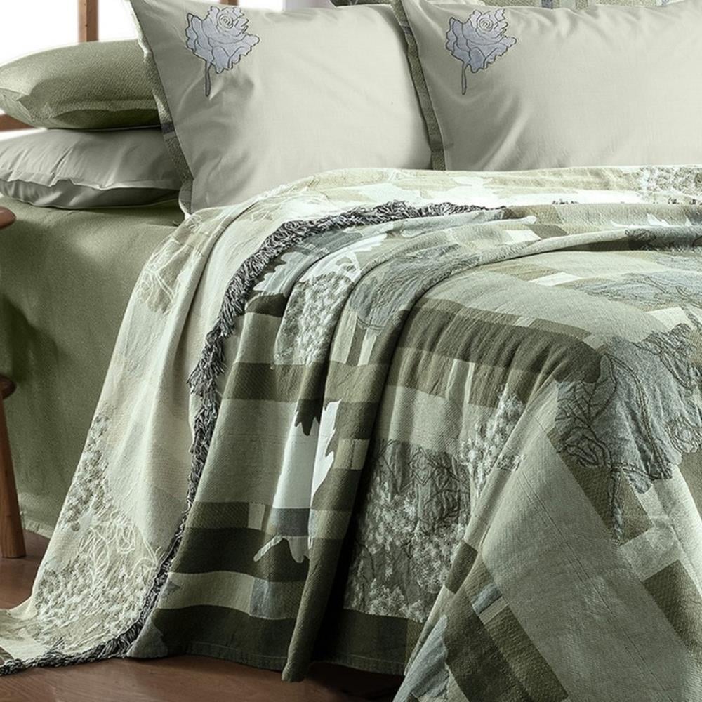 Sarev Carnala Çift Kişilik Yeşil Pike Takımı - Güzel Home - Çift Kişilik Pike Takımı