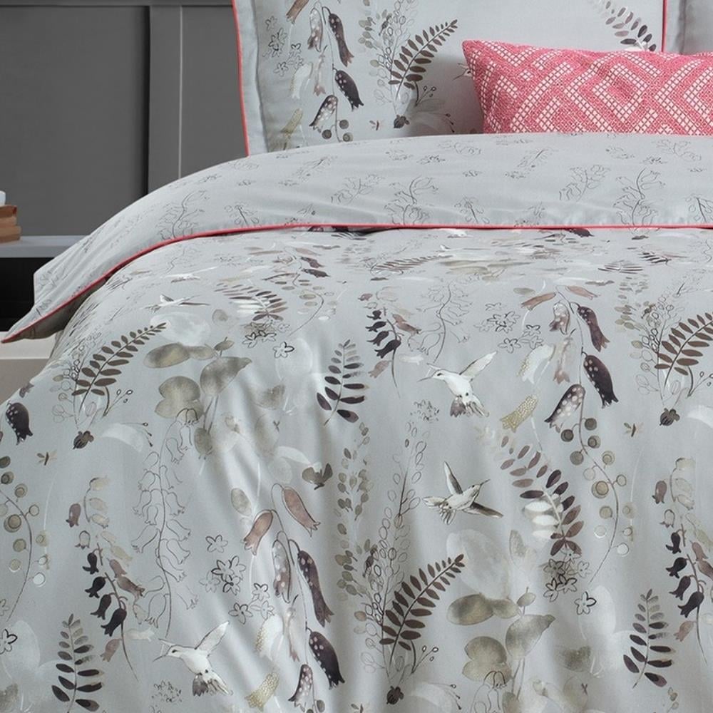 Sarev Martına Pamuk Saten Çift Kişilik Gri Nevresim Takımı - Güzel Home - Çift Kişilik Saten Nevresim Takımı