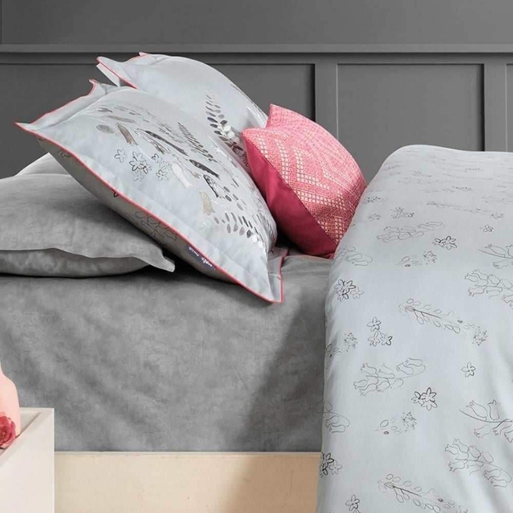 Sarev Martına Pamuk Saten Çift Kişilik Gri Nevresim Takımı - Güzel Home - Çift Kişilik Saten Nevresim Takımı