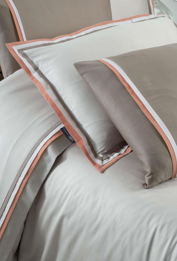 Sarev Mınsk Pamuk Saten Çift Kişilik Bej-Somon Nevresim Takımı - Güzel Home - Çift Kişilik Saten Nevresim Takımı