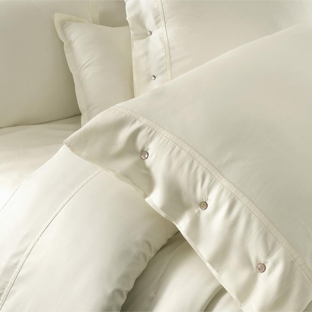 Sarev Monochrome Pamuk Saten King Size Ecru Nevresim Takımı - Güzel Home - King Boy Nevresim Takımı