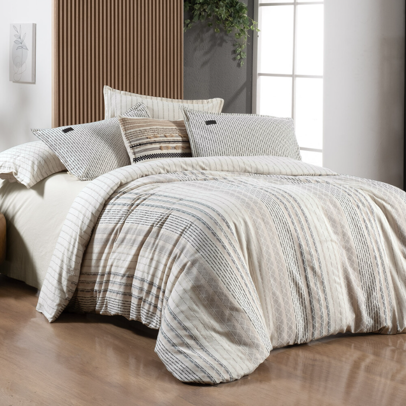 Sarev Mood Comfort Calamor Çift Kişilik Bej Nevresim Takımı - Güzel Home - Çift Kişilik Nevresim Takımı