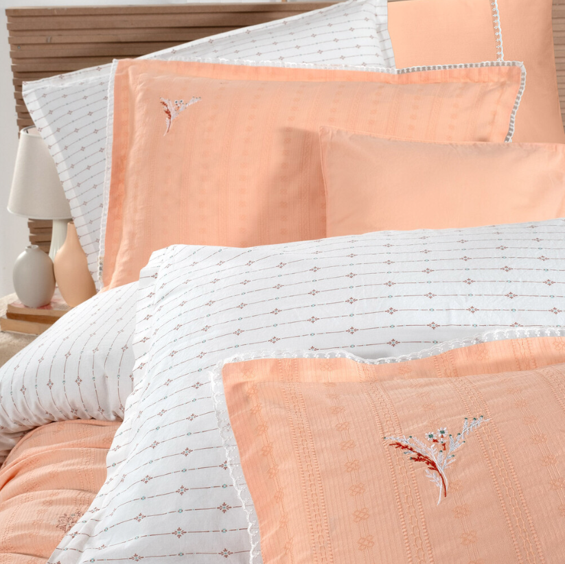 Sarev Mood Comfort Gracıa Çift Kişilik Somon Nevresim Takımı - Güzel Home - Çift Kişilik Nevresim Takımı