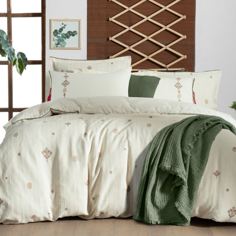 Sarev Mood Comfort İdil Çift Kişilik Ekru Renk Nevresim Takımı - Güzel Home - Çift Kişilik Nevresim Takımı