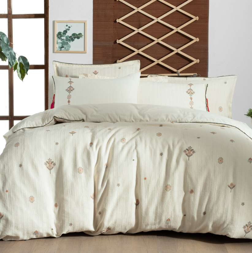 Sarev Mood Comfort İdil Çift Kişilik Ekru Renk Nevresim Takımı - Güzel Home - Çift Kişilik Nevresim Takımı