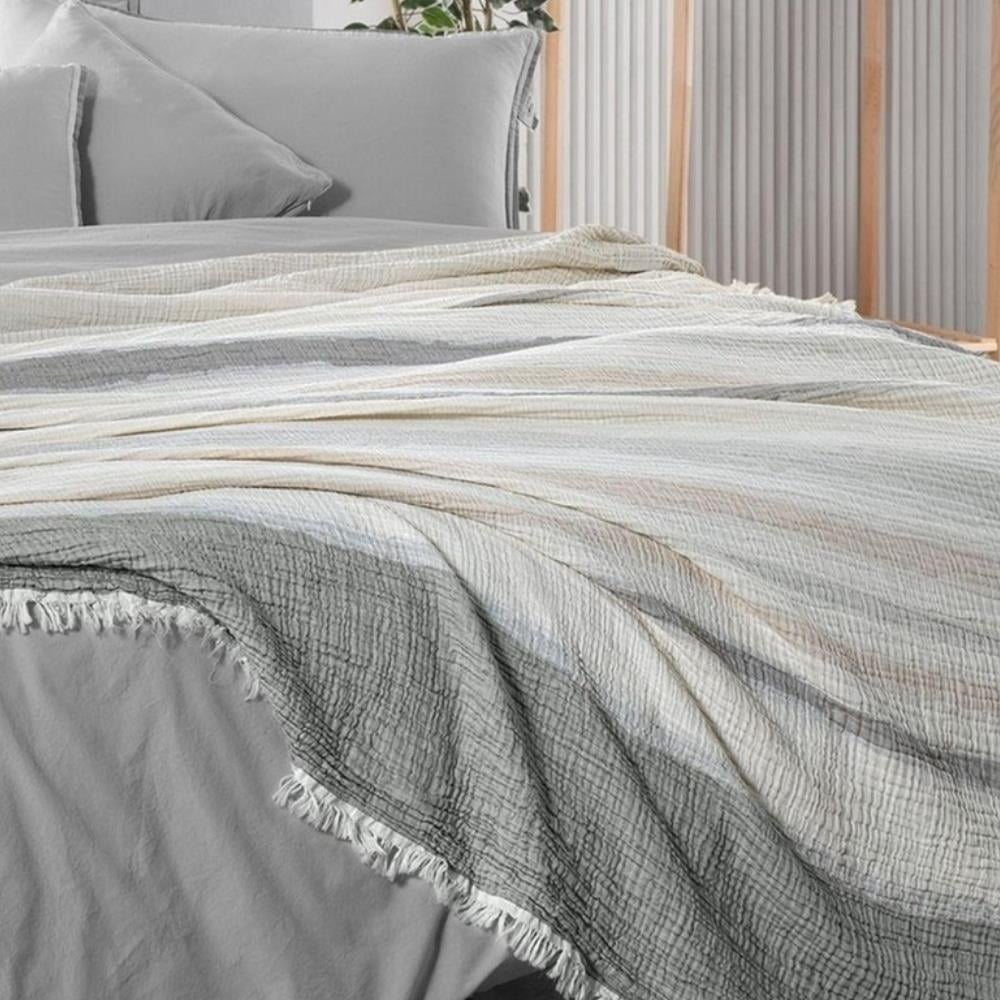 Sarev Mood Comfort Rıbera Çift Kikişilik Gri Yatak Örtüsü Ve Nevresim Takımı - Güzel Home - Çift Kişilik Nevresimli Yatak Örtüsü Seti