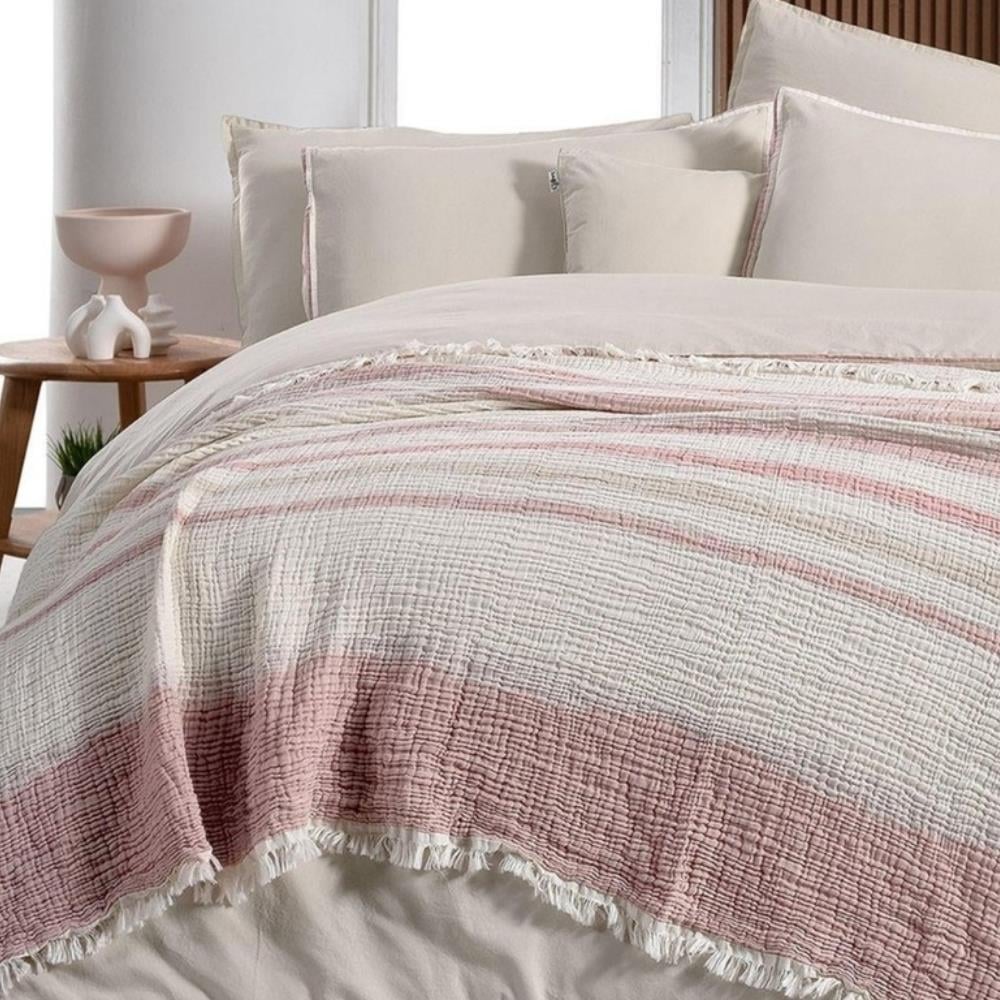 Sarev Mood Comfort Rıbera Çift Kişilik Bej Yatak Örtüsü Ve Nevresim Takımı - Güzel Home - Çift Kişilik Nevresimli Yatak Örtüsü Seti