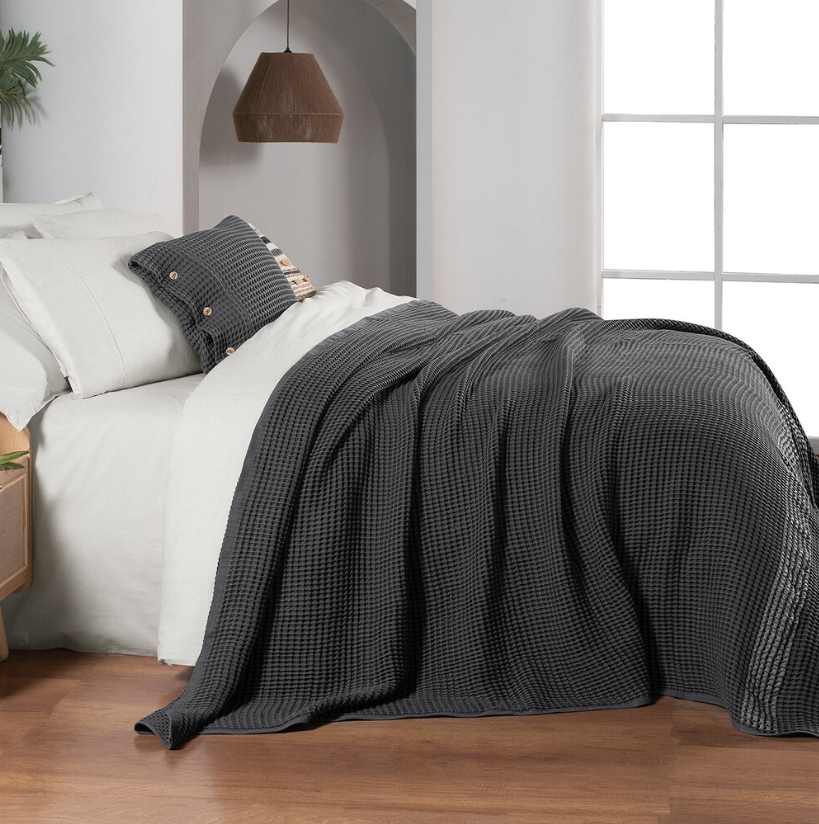 Sarev Polendia Çift Kişilik Gri Yatak Örtüsü - Güzel Home - Çift Kişilik Yatak Örtüsü