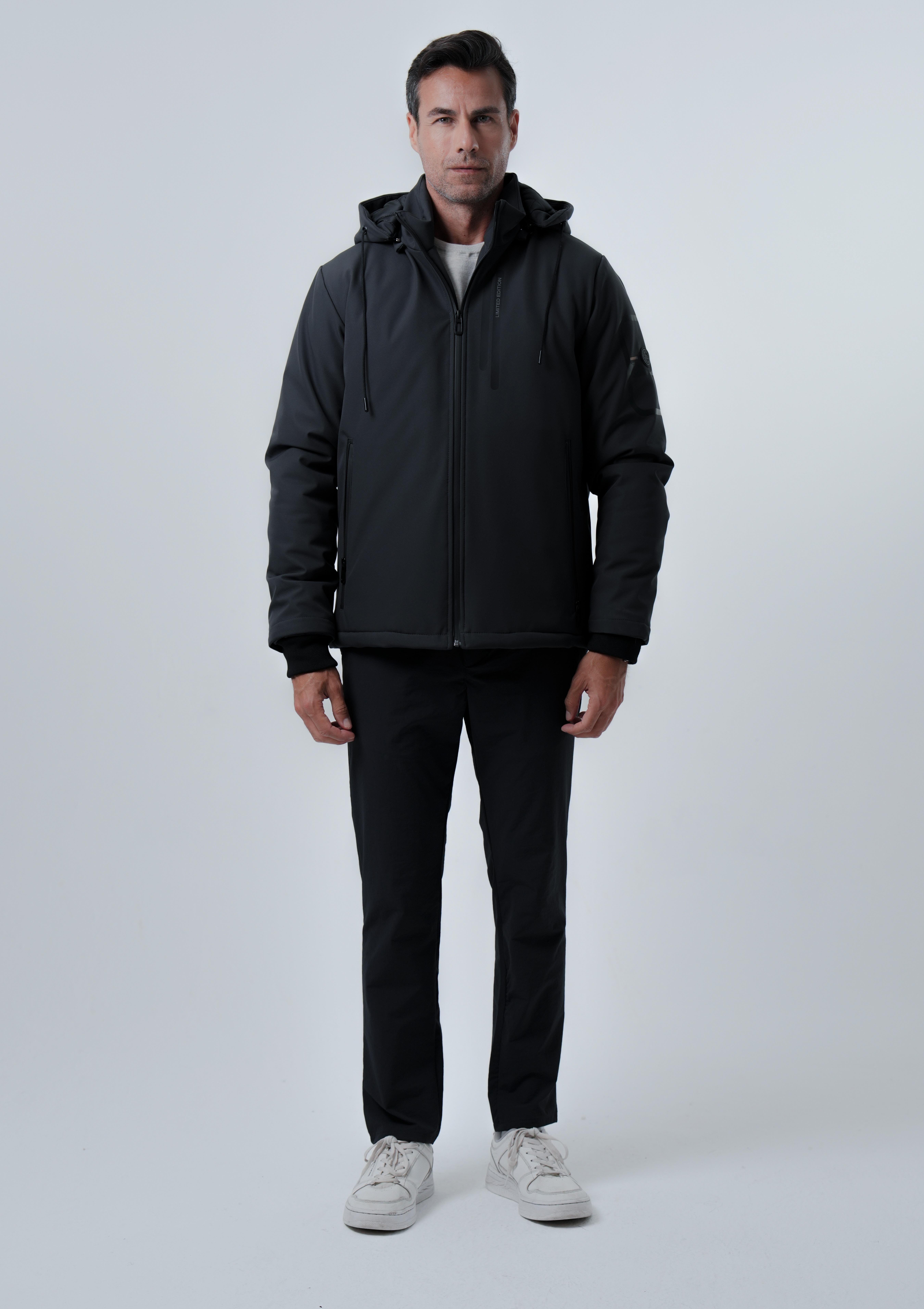 ERKEK MONT Baskı Detaylı Kapitone Astarlı SoftShell Mont