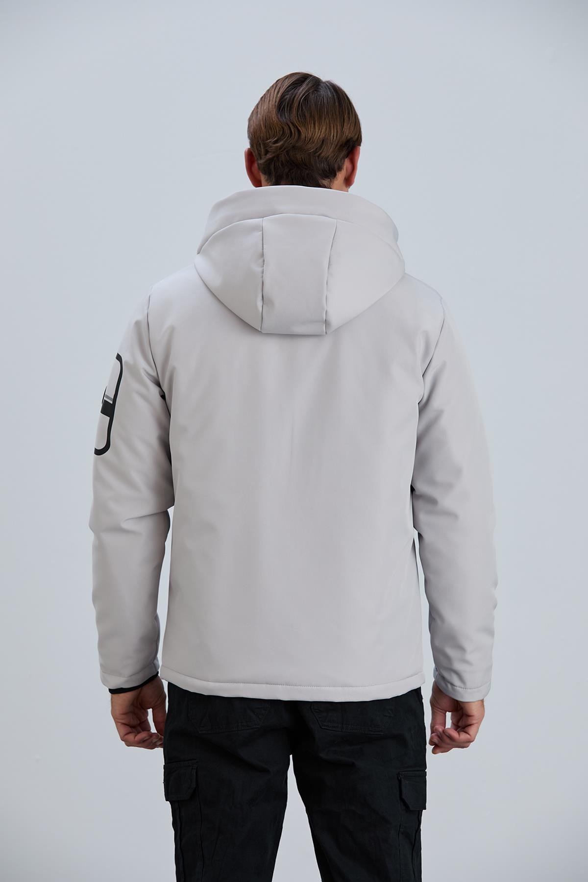ERKEK MONT Baskı Detaylı Kapitone Astarlı SoftShell Mont