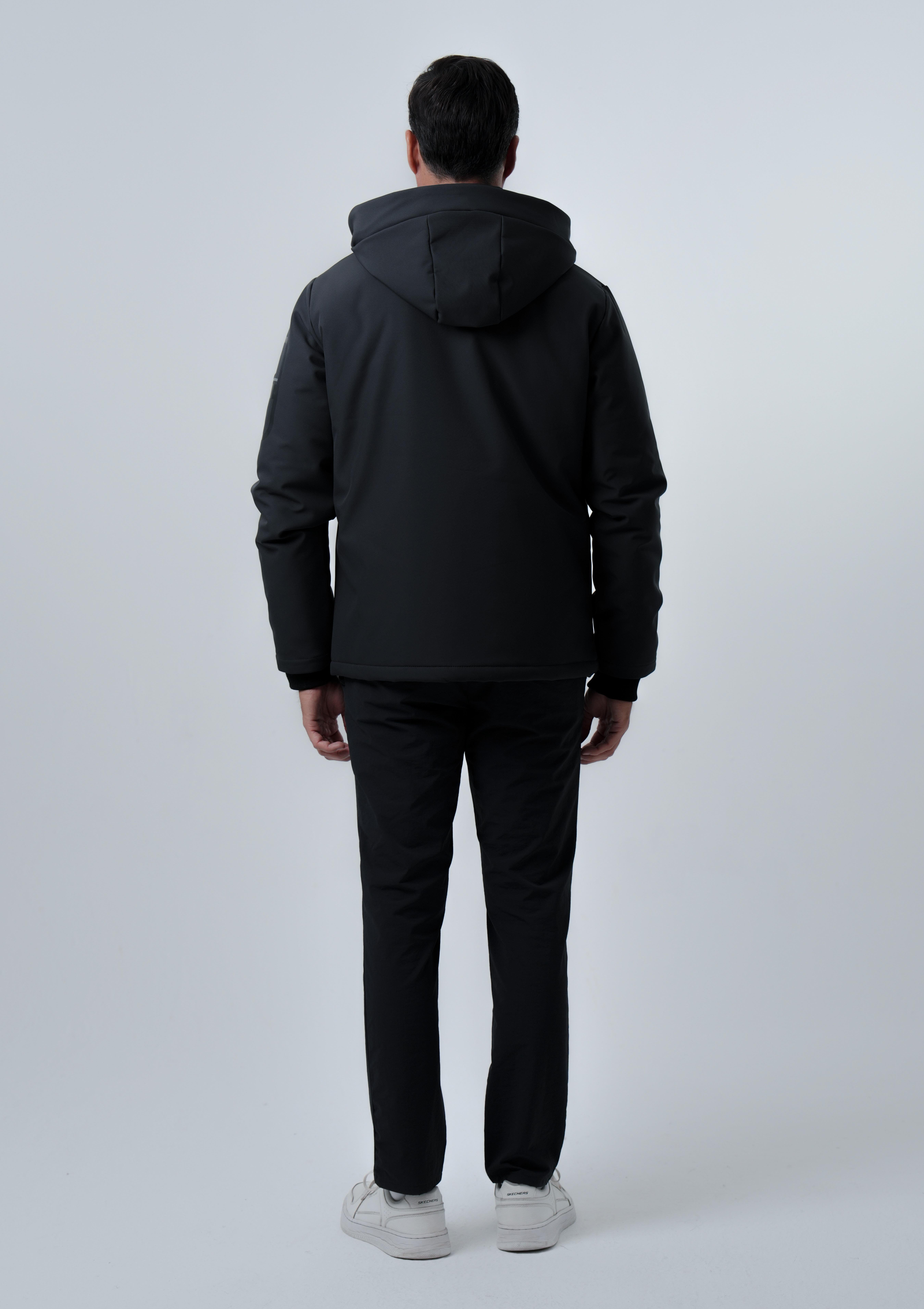 ERKEK MONT Baskı Detaylı Kapitone Astarlı SoftShell Mont