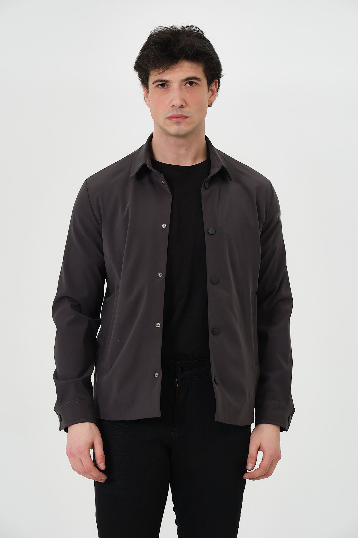 ERKEK MONT Çıt Çıt Kapalı Likralı Erkek Overshirt Mont