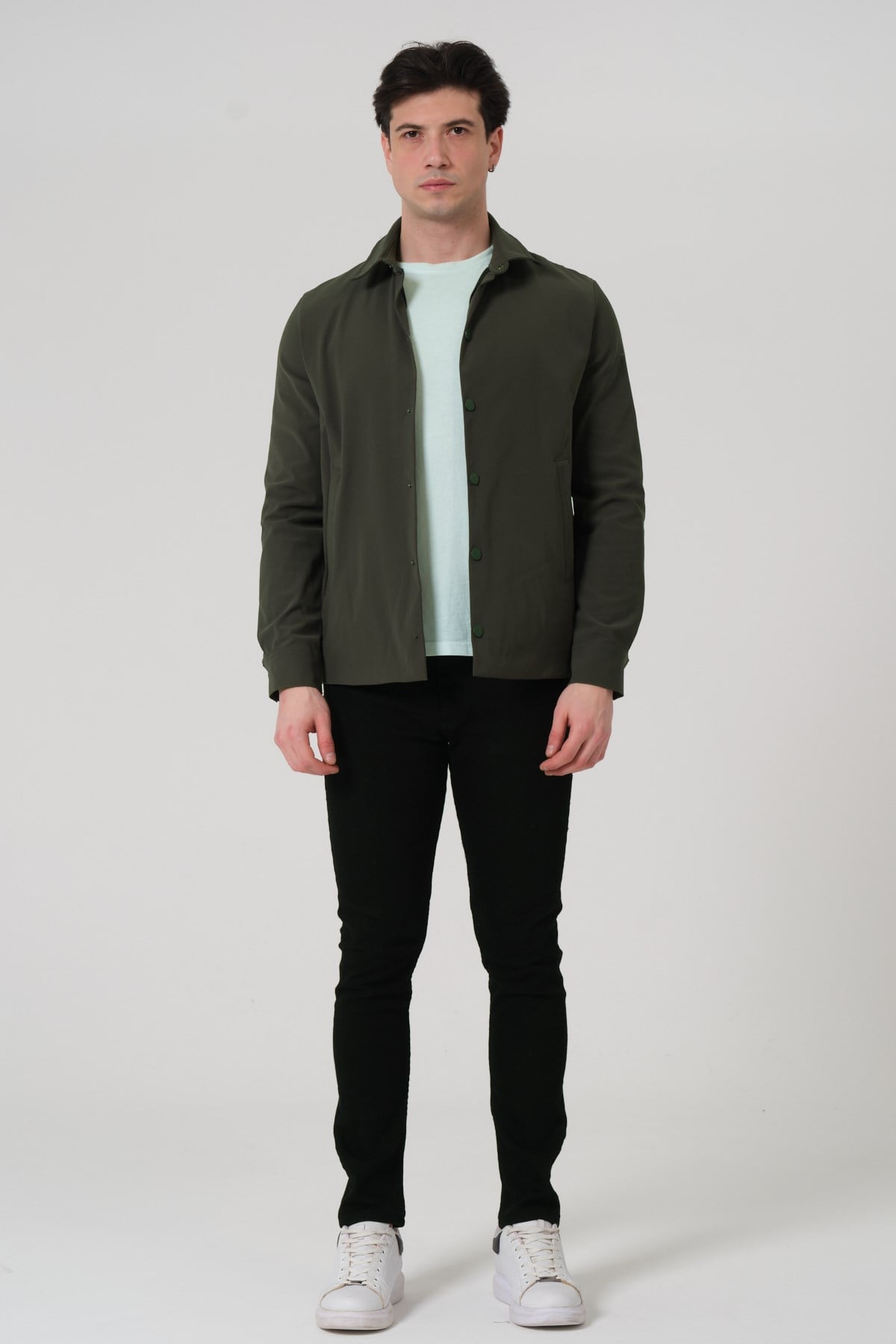 ERKEK MONT Çıt Çıt Kapalı Likralı Erkek Overshirt Mont