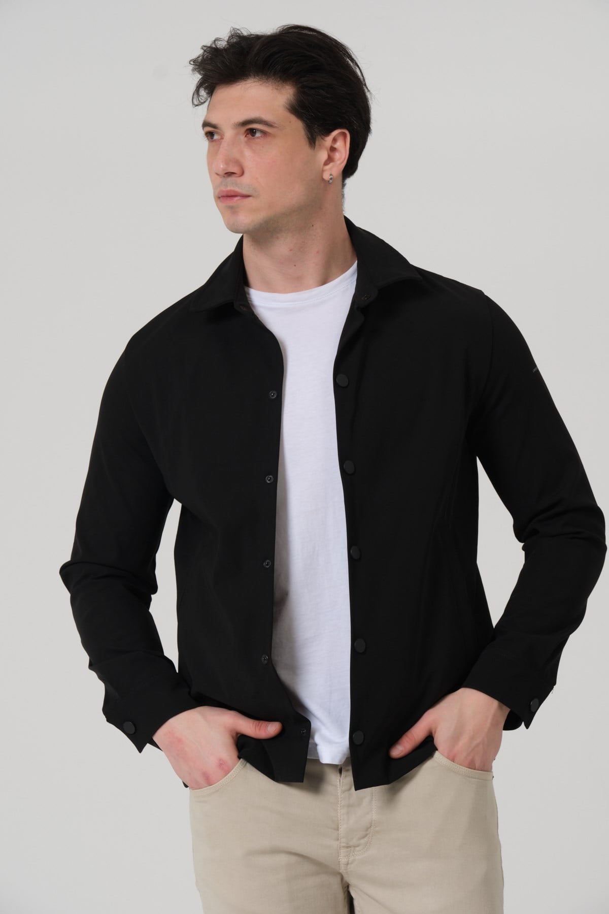 ERKEK MONT Çıt Çıt Kapalı Likralı Erkek Overshirt Mont