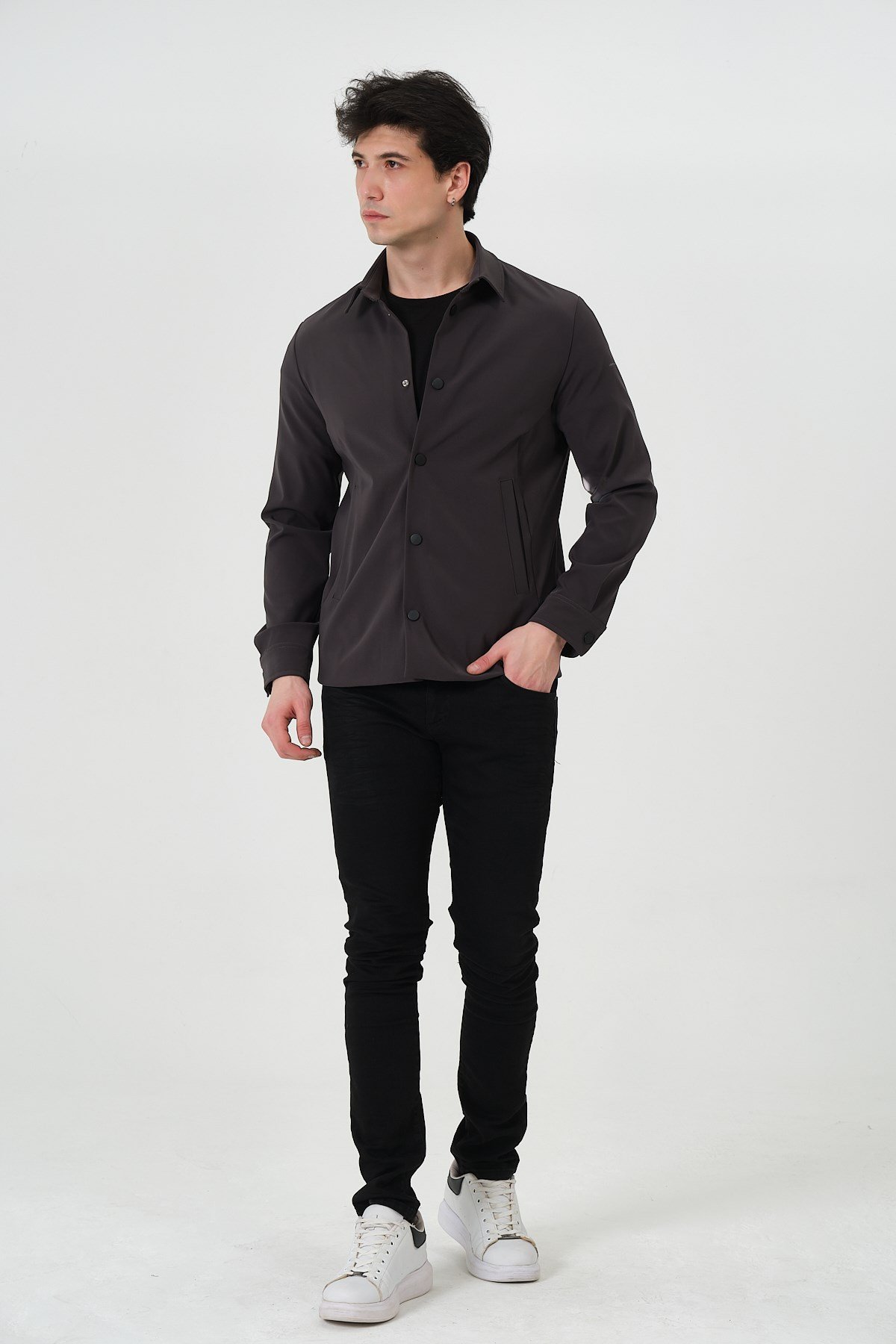 ERKEK MONT Çıt Çıt Kapalı Likralı Erkek Overshirt Mont