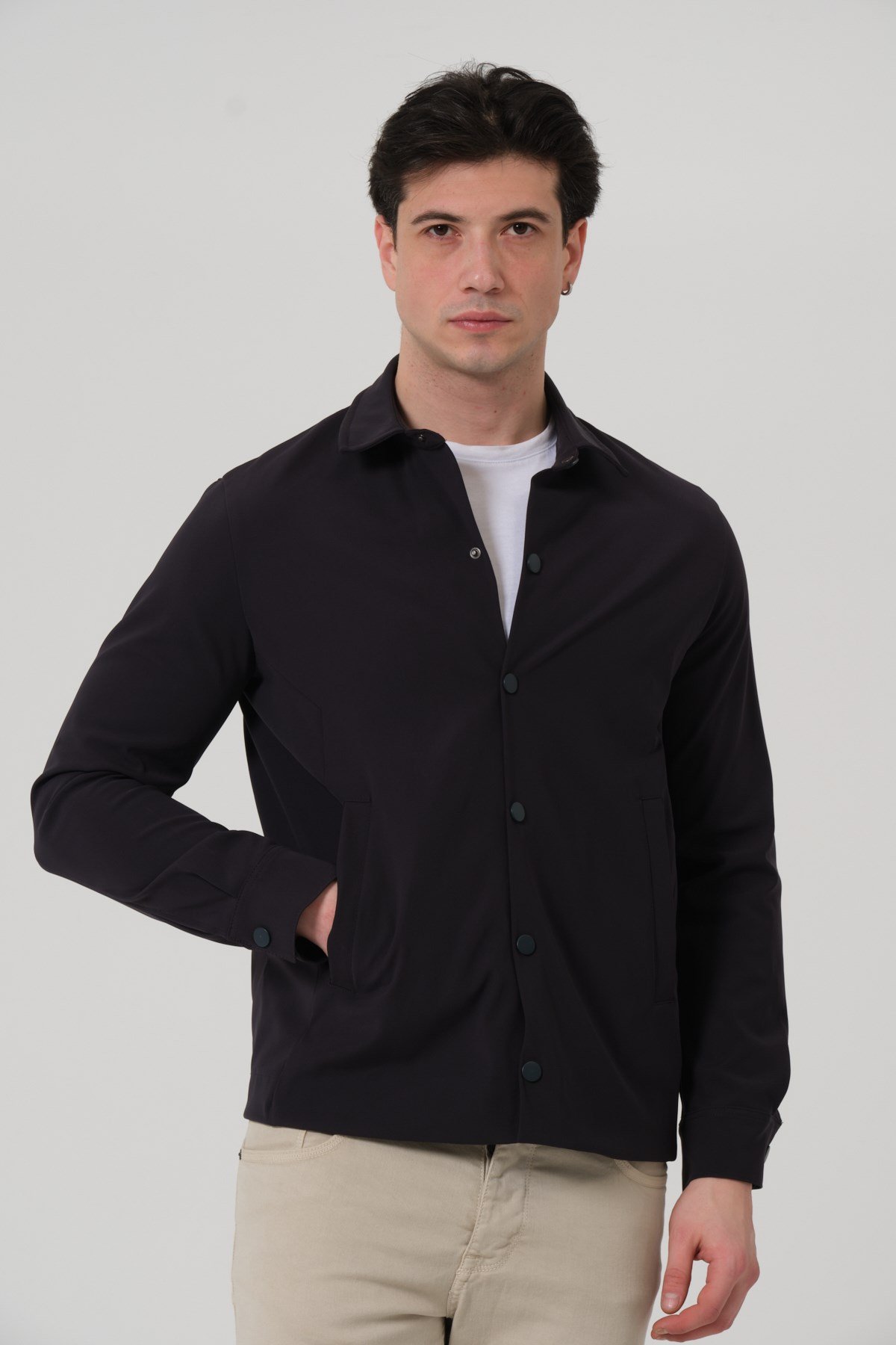 ERKEK MONT Çıt Çıt Kapalı Likralı Erkek Overshirt Mont