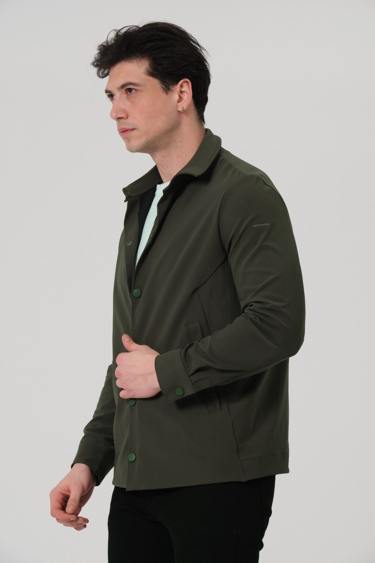 ERKEK MONT Çıt Çıt Kapalı Likralı Erkek Overshirt Mont