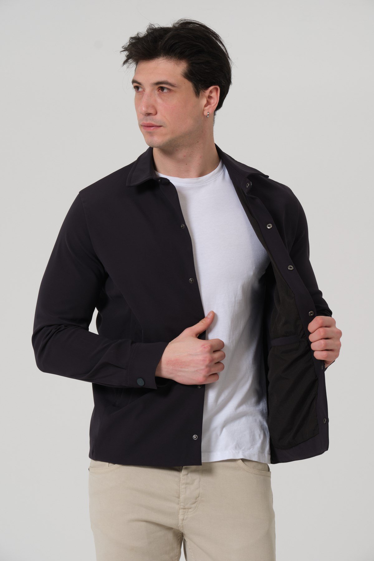 ERKEK MONT Çıt Çıt Kapalı Likralı Erkek Overshirt Mont