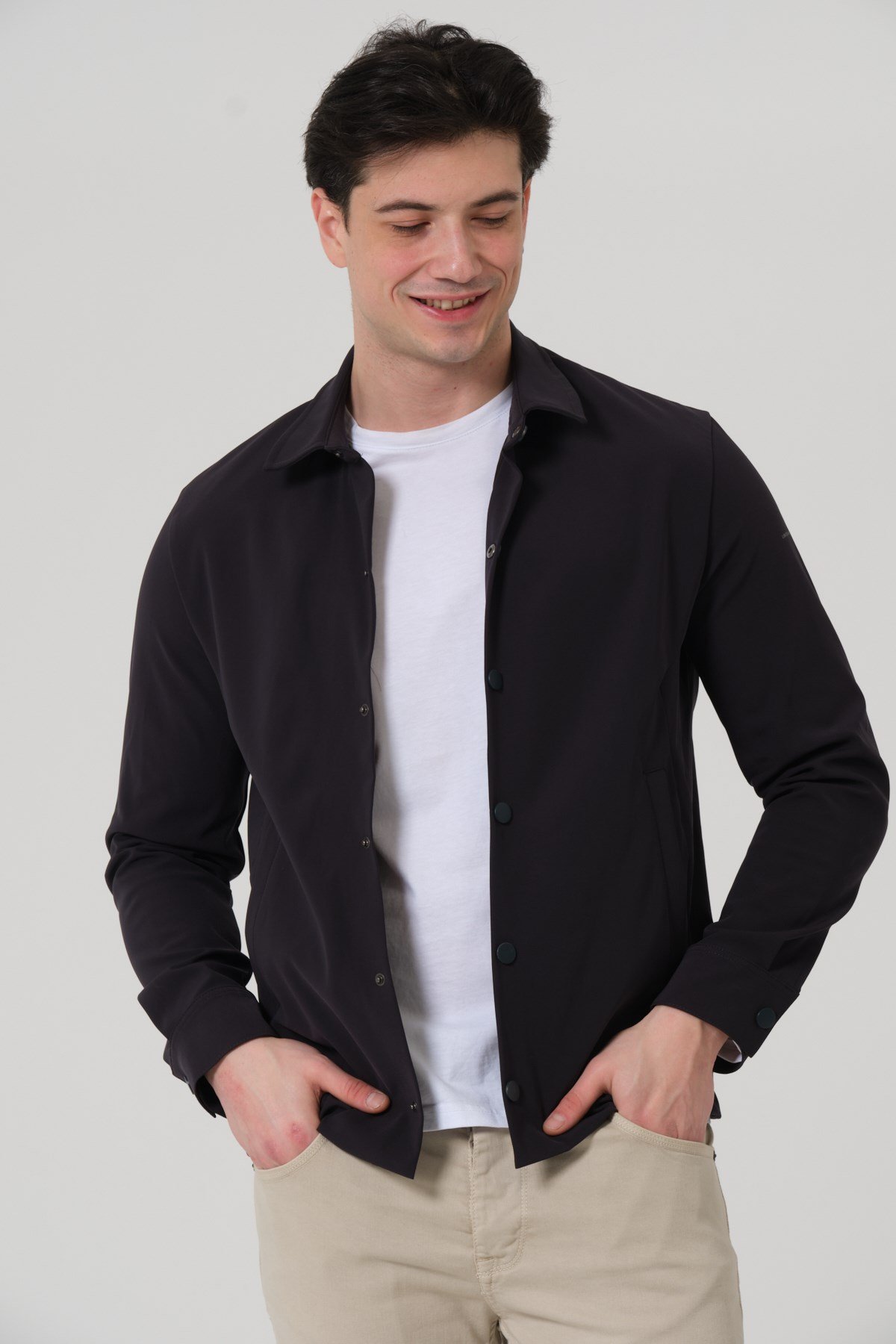 ERKEK MONT Çıt Çıt Kapalı Likralı Erkek Overshirt Mont