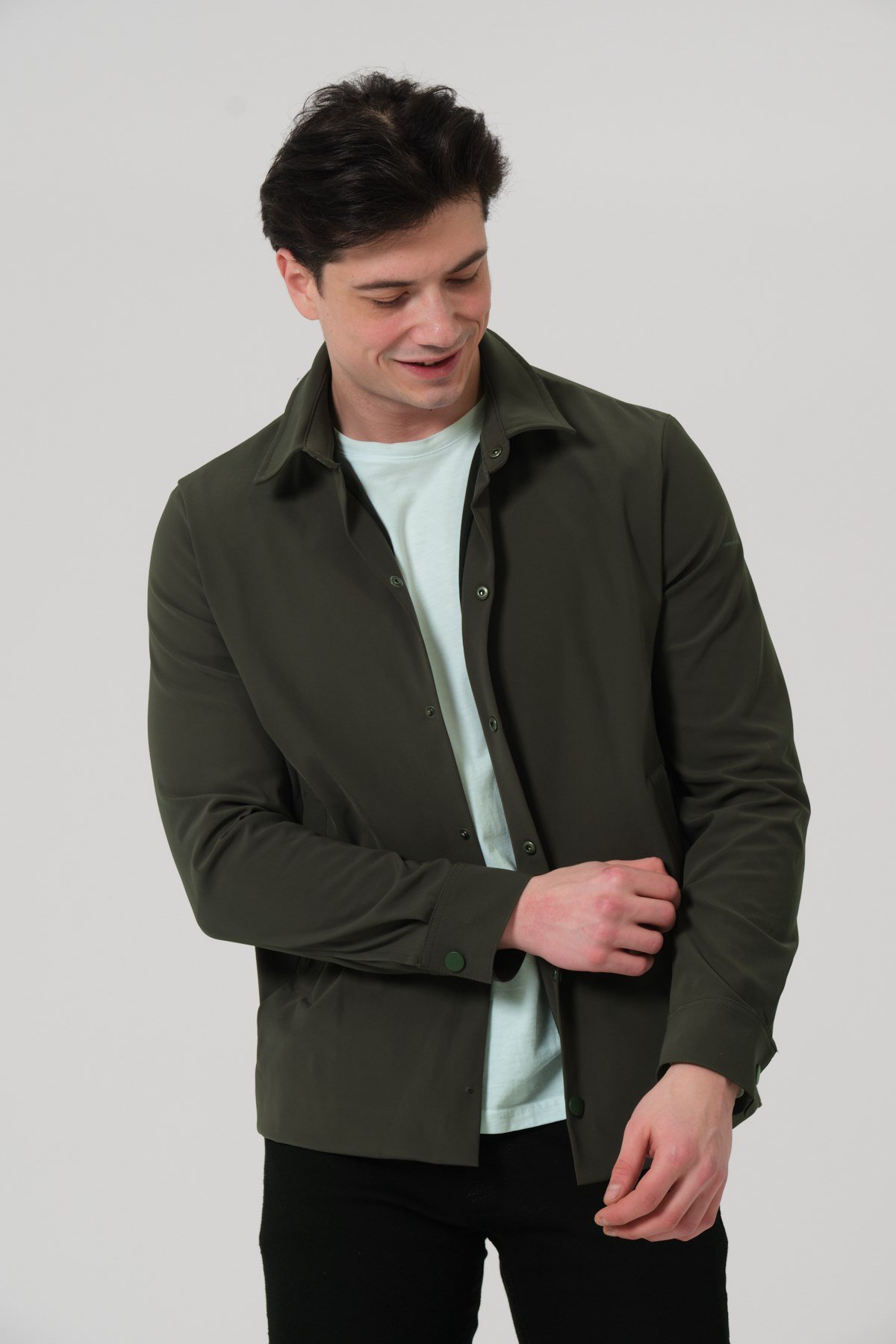 ERKEK MONT Çıt Çıt Kapalı Likralı Erkek Overshirt Mont