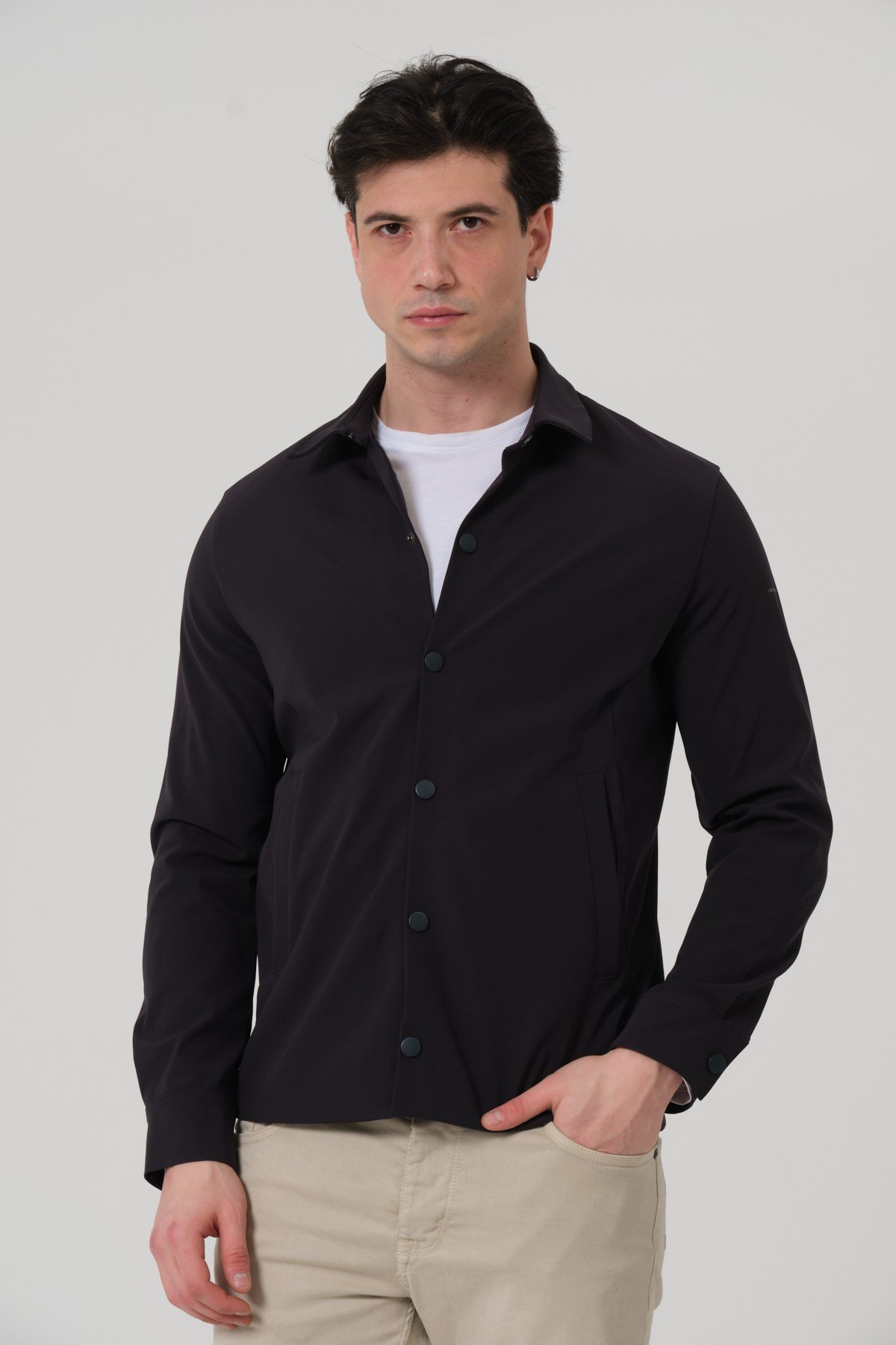 ERKEK MONT Çıt Çıt Kapalı Likralı Erkek Overshirt Mont
