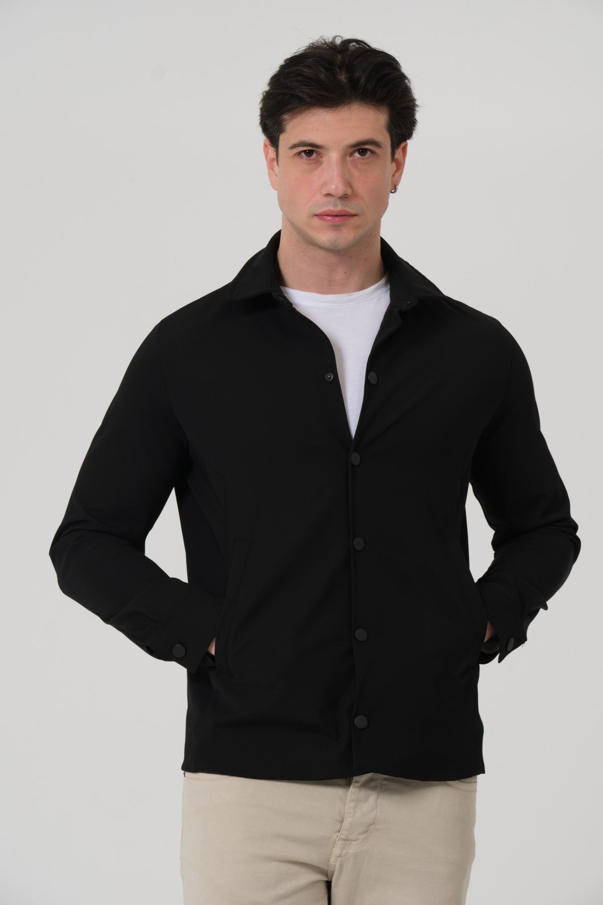 ERKEK MONT Çıt Çıt Kapalı Likralı Erkek Overshirt Mont