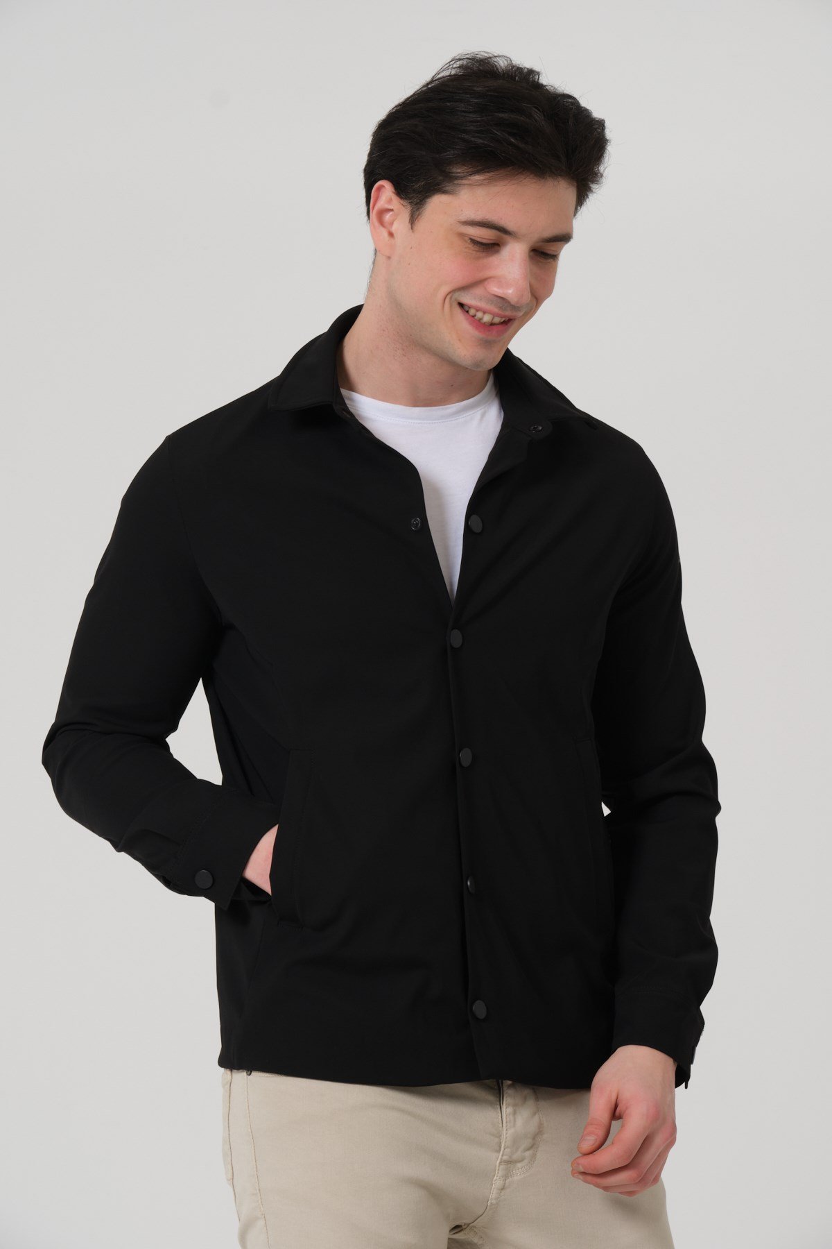 ERKEK MONT Çıt Çıt Kapalı Likralı Erkek Overshirt Mont