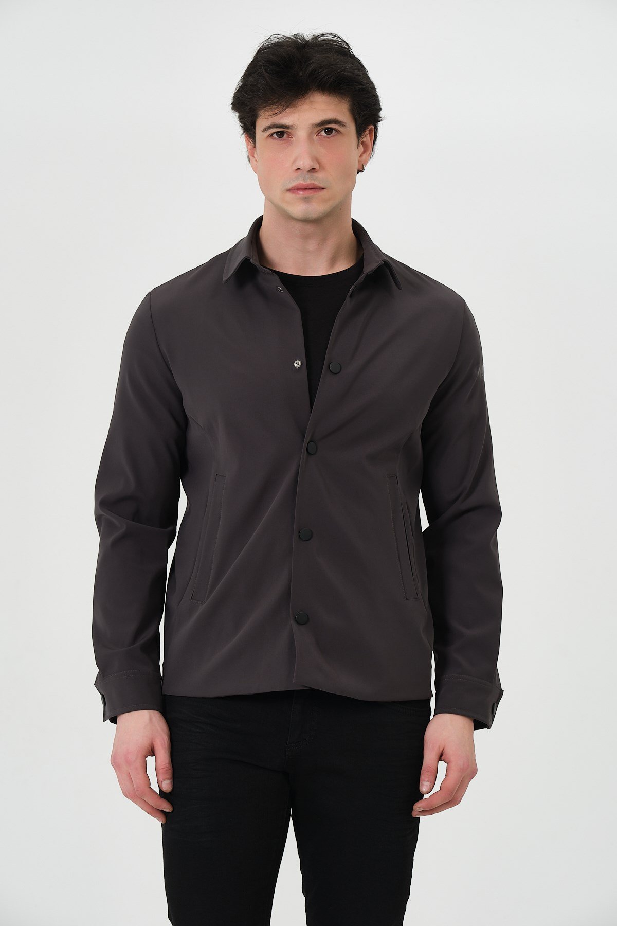 ERKEK MONT Çıt Çıt Kapalı Likralı Erkek Overshirt Mont