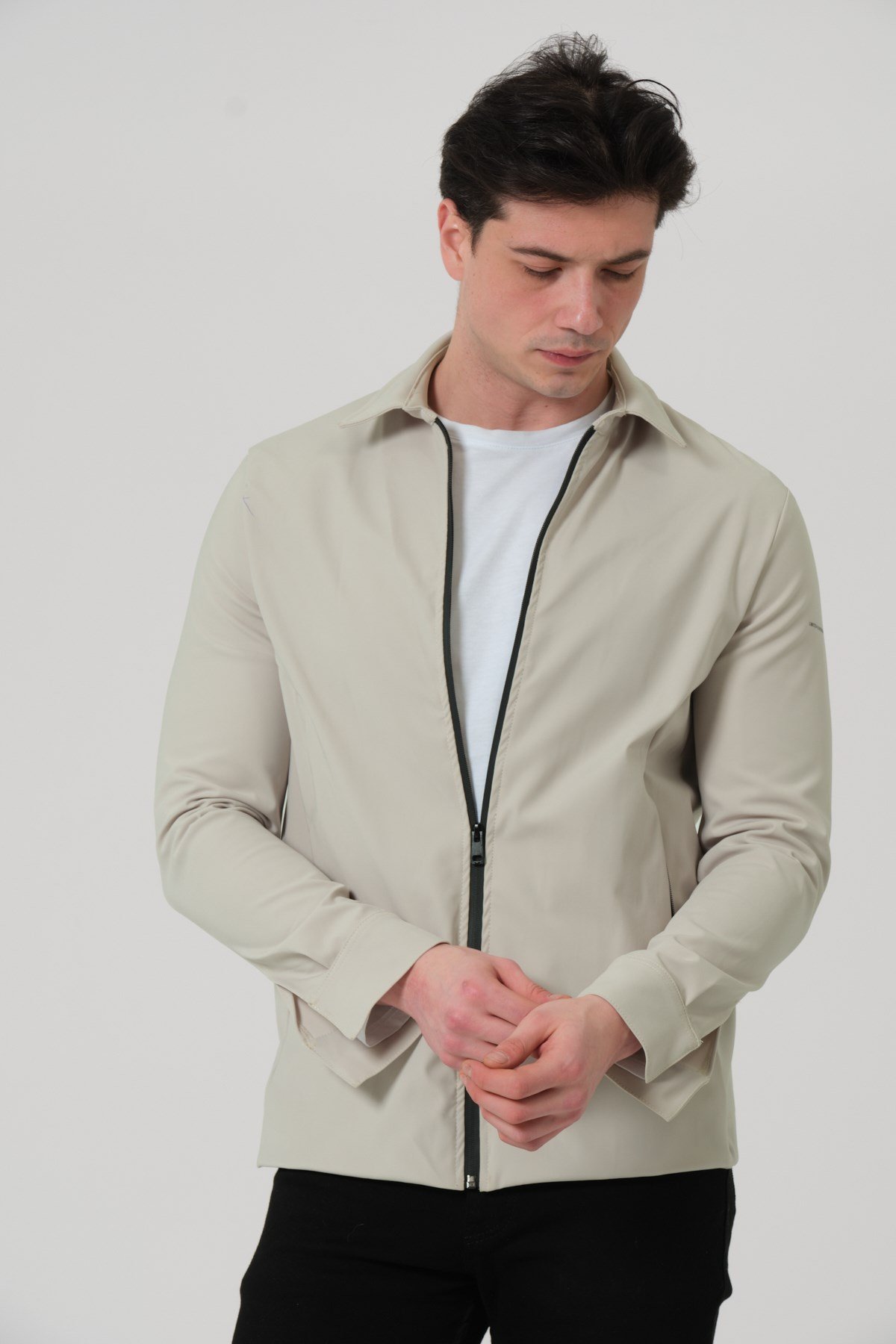 ERKEK MONT Fermuar Kapalı Likralı Erkek Overshirt Mont